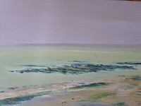 tableau de Yves Picci ; paysage de style contemporain; l'ile de Re apres la pluie