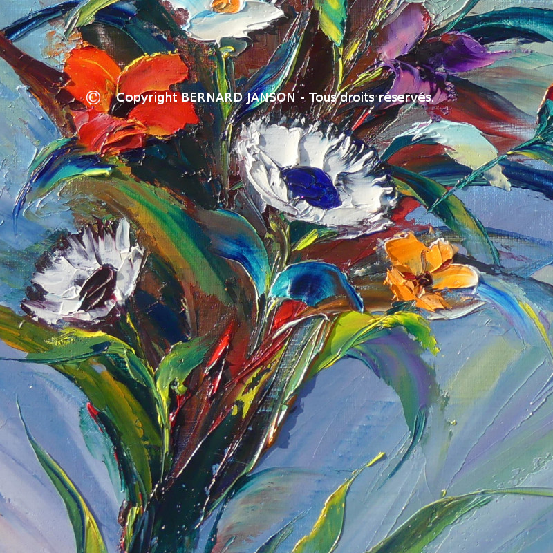 peinture moderne au couteau avec des jolies fleurs