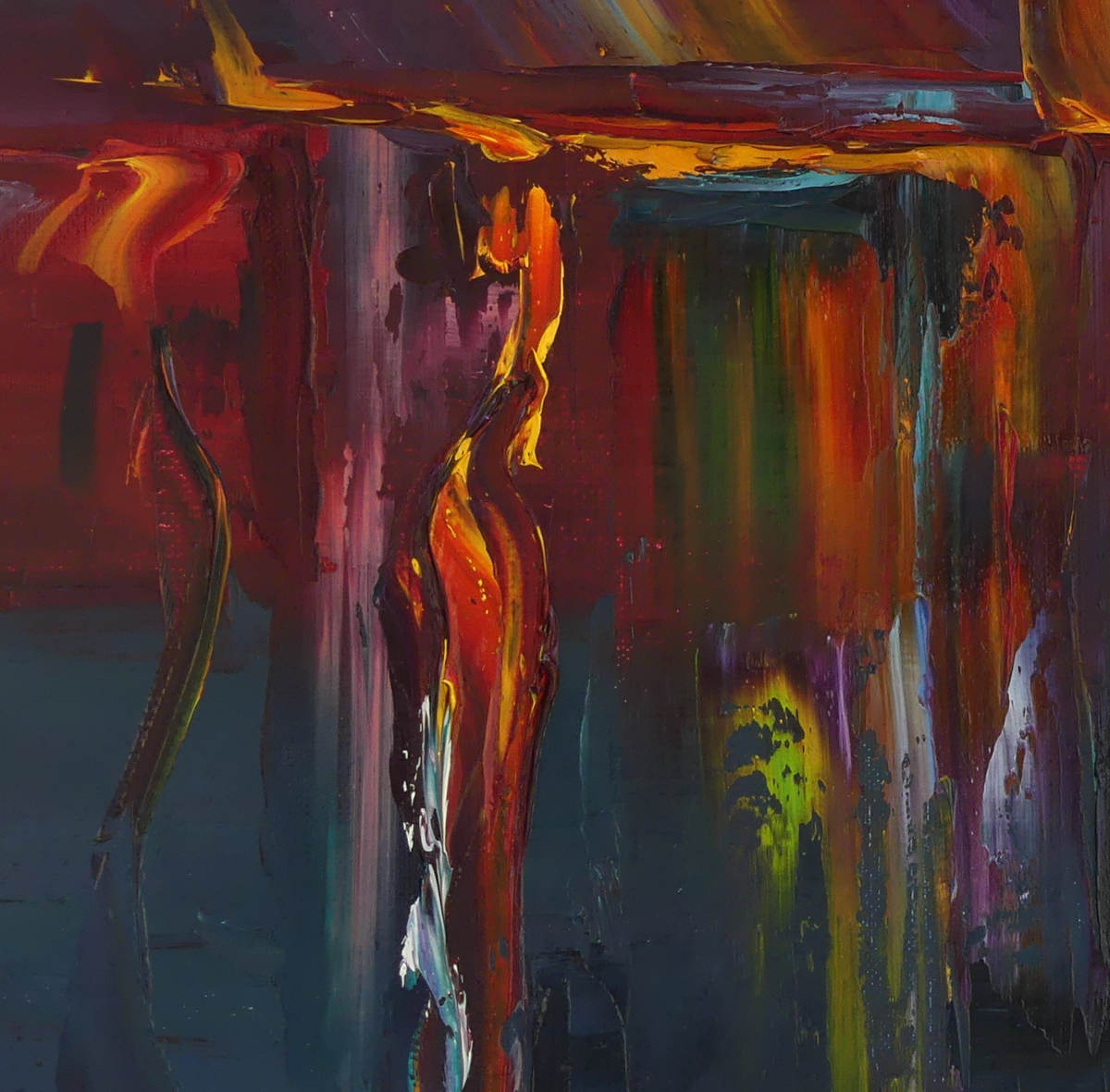 un détail du tableau reflets nocturnes stylisés