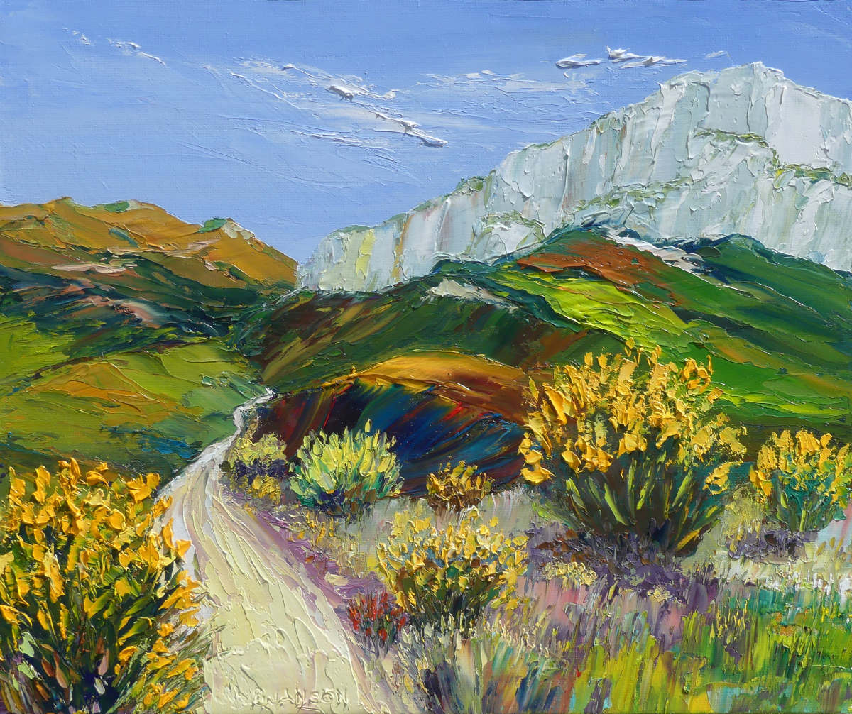 tableau d'un paysage des alpilles réalisé en peinture à l'huile au couteau