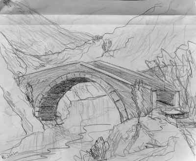 troisième esquisse dessinée au crayon avec un cadrage différent