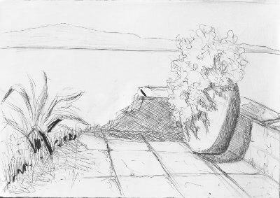 esquisse au crayon pour la composition en vue de réaliser un tableau de peinture